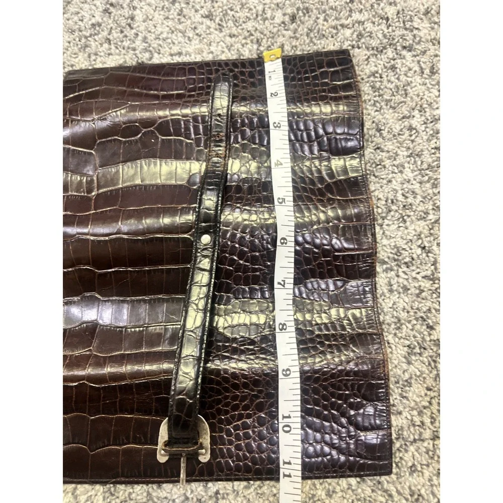 Brighton Dark Brown Croco Leather Checkbook Holder Organizer Silver Heart